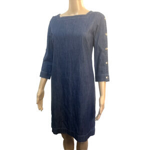 Talbots Denim Dress Womans Zero Petite Cottage Minimalist Western Effortless